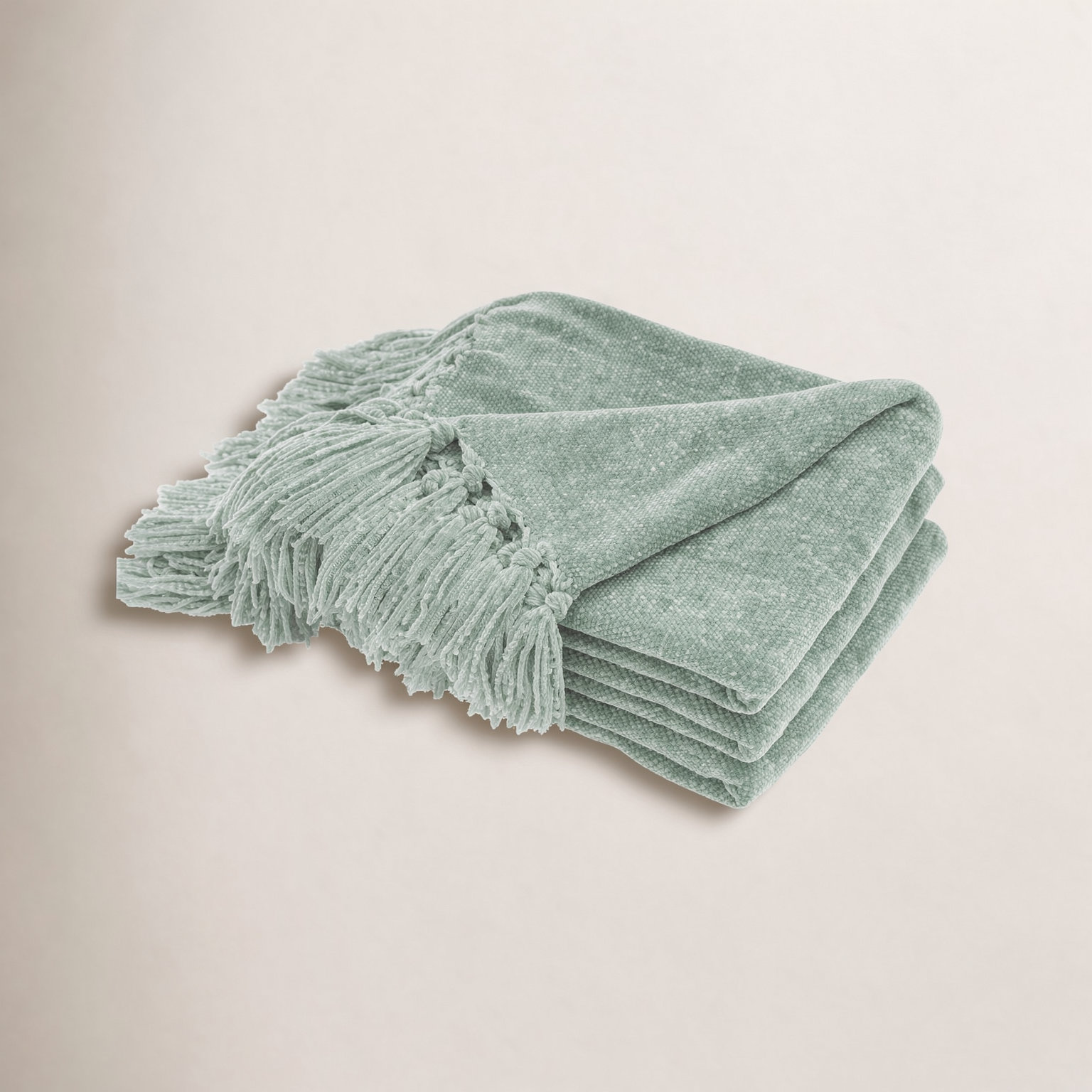 Chenille Throw Blanket, 60" L x 50" W, Sage Green