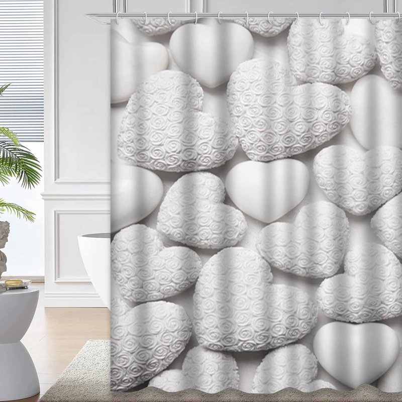 Rideau de douche blanc avec 12 crochets, L 72 po x l 72 po