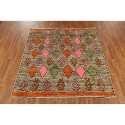 Square Wool Geometric Moroccan Oriental Area Rug 6x6