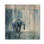 Éléphant monochrome et la chute d'eau II - Éléphant, décoration murale en bois animal - sur bois de pin naturel-1885338237