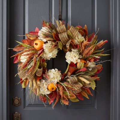 31" Magnolia Leaf, Pomegranate & Wheat Wreath