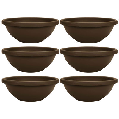 Hokku Designs 18 Inch Bowl Planter with with Drainage, Chocolate (6 Pack)