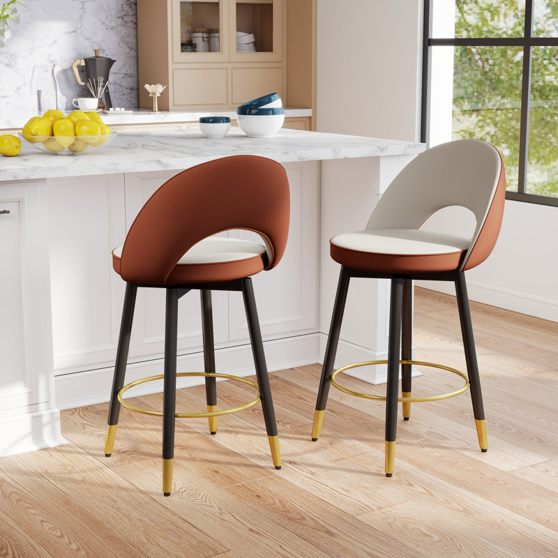 Tabouret de comptoir pivotant 25 po Rumery, Grey White/Brown