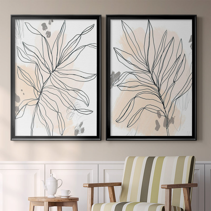 Palm Sketchbook I - ensemble de 2 reproductions sur toiles, H 24,5 po x l 37 po x P 1,25 po, Noir