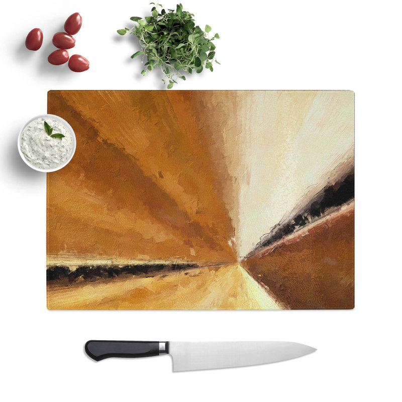 Glass Golden Tunnel in Abstract Chopping Board, 28.5 cm W x 20 cm L