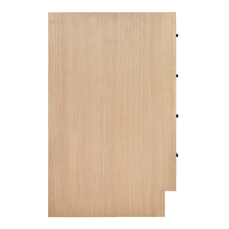 Hepburn 66'' Double Bathroom Vanity Base Only, Matte Black, Natural Oak