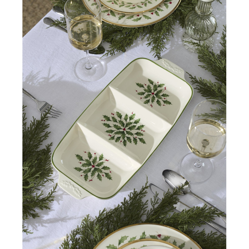Lenox Holiday Carved Divided Dish