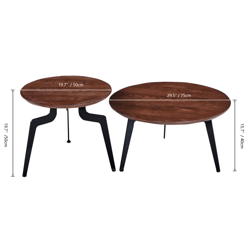 Set Of 2 Wood End Tables, Brown/Black