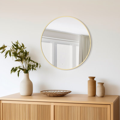 Kristene Round Metal Wall Mirror for Bathroom Bedroom Vanity Home Decoration