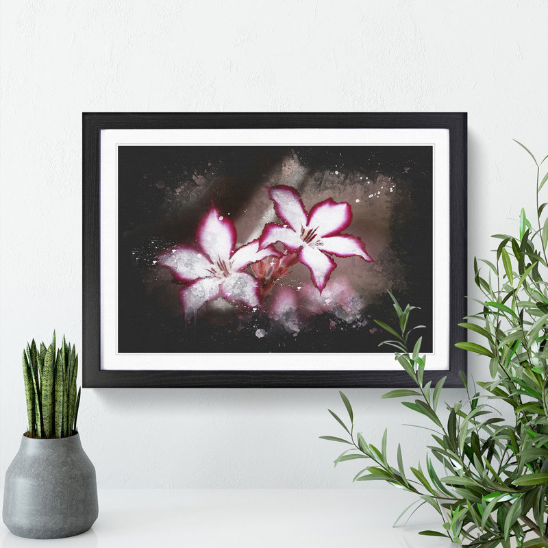 Pink Lily Flowers - Picture Frame Graphic Art, 48cm H x 65cm W x 2cm D, Black Framed