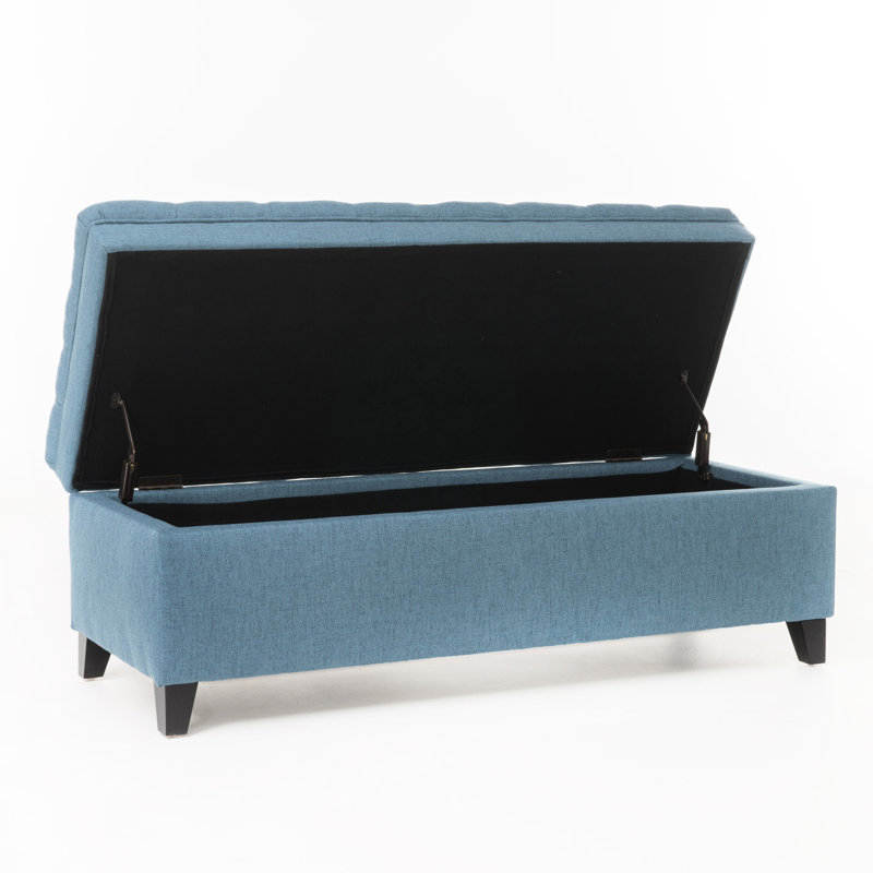 Rangement en tissu bleu avec structure stable et pieds en bouleau - Fabrication des pieds de l'accessoire de salon, Blue