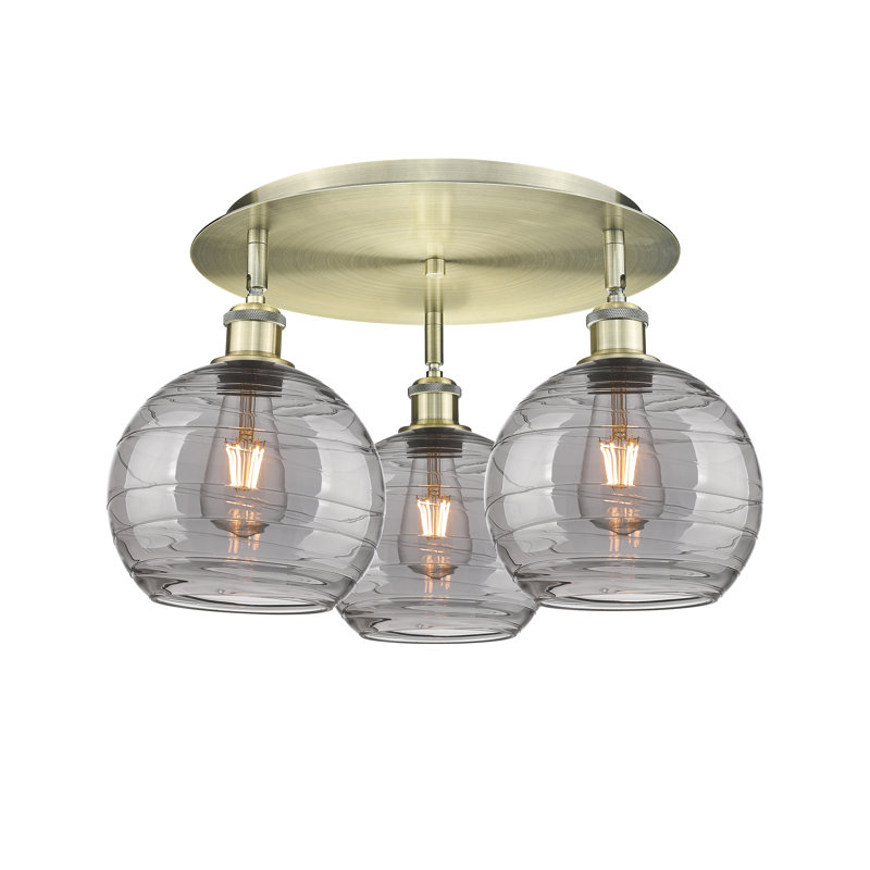 Essex Glass Flush Mount, Antique Brass, 10.38" H x 19.75" W x 19.75" D
