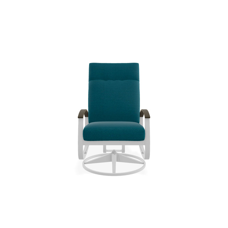 Chaise berçante pivotante réglable avec coussins Askar, Tissage uni palette paon Sunbrella®, Bois de plage P40