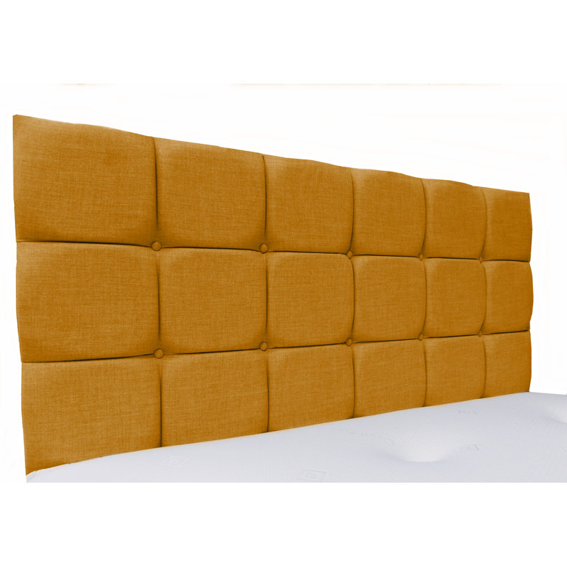 Lennart Upholstered Headboard, Double (4'6), Plush Velvet, Mustard