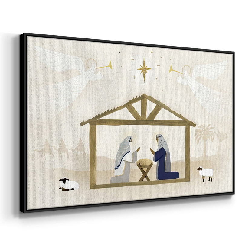 Away In A Manger Collection A, H 17 po x l 25 po x P 1,5 po, Cadre flottant noir