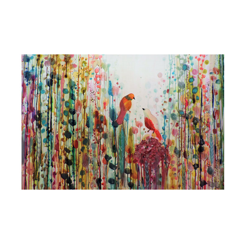 Sylvie Demers Abstract Floral Canvas Art in Multicolor with Wood Frame