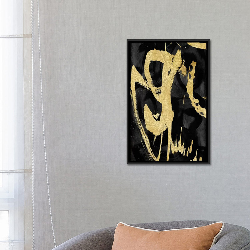« rambunctious ii », reproduction sur toile, H 26 po x l 18 po x P 1,5 po, Toile avec cadre noir, Pas de tapis
