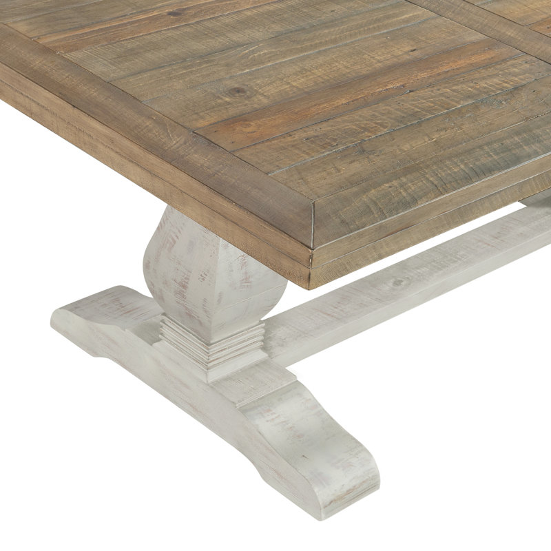 Sarcoline Solid Wood Pedestal Coffee Table, Reclaimed Natural/White Stain