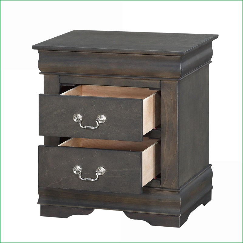 Table de chevet 2 tiroirs Traditional Classic, Gris