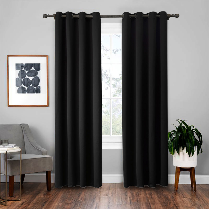 Hopp Blackout Curtains / Drapes Single Panel, 54" W x 84" L, Black
