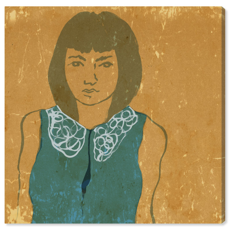 Lady in Teal - Peinture sur toile, Toile tendue, H 12 po x l 12 po