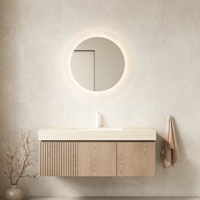 Meuble-lavabo 48 po avec comptoir en pierre frittée, lavabo en céramique, 2 portes, 1 tiroir, armoire flottante préinstallée et pratique, facile à installer