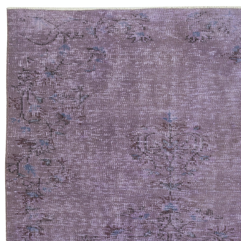 Tapis turc noué à la main 4,8 x 7,6 pi de couleur mauve