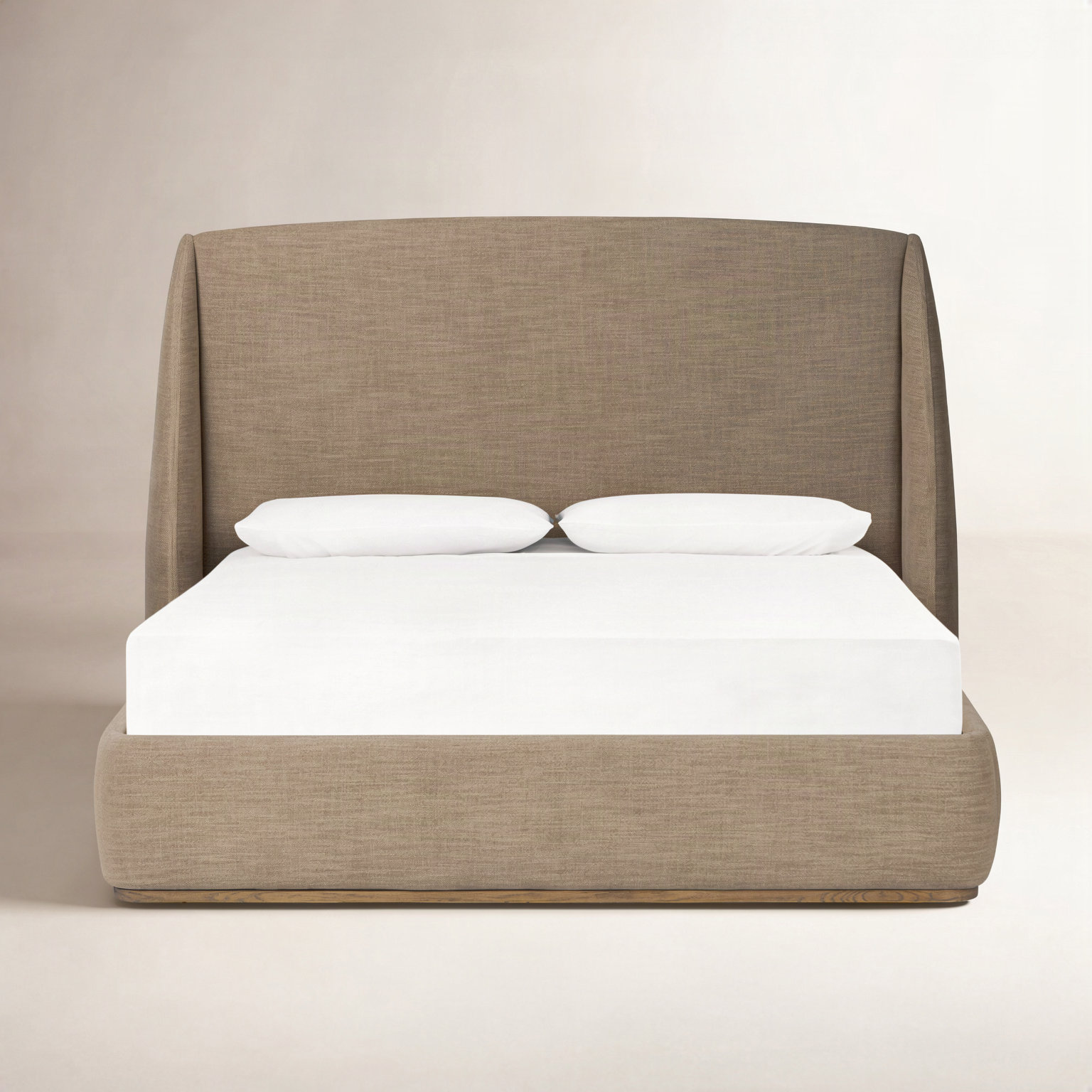 Hallward Wingback Oak Bed, King, Laken Taupe