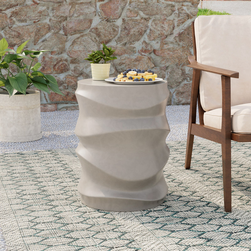  Concrete Outdoor Side Table, Gray, Set of 2