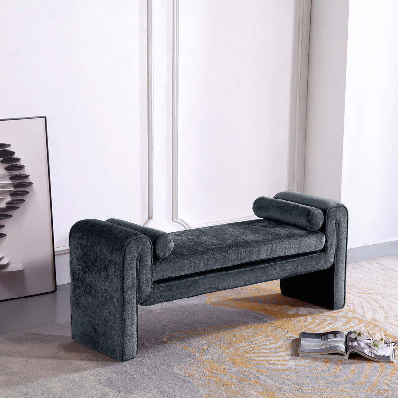 Banc d'appoint en chenille, Black, Noir, Black