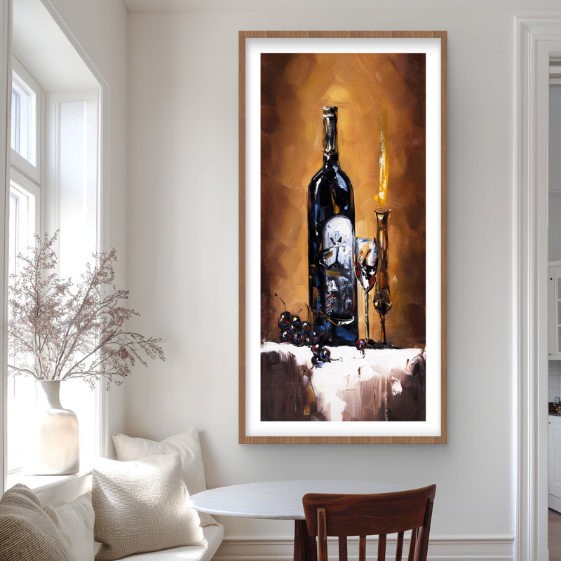 Candlelit Wine - Kitchen Still Life Framed Print for Decor