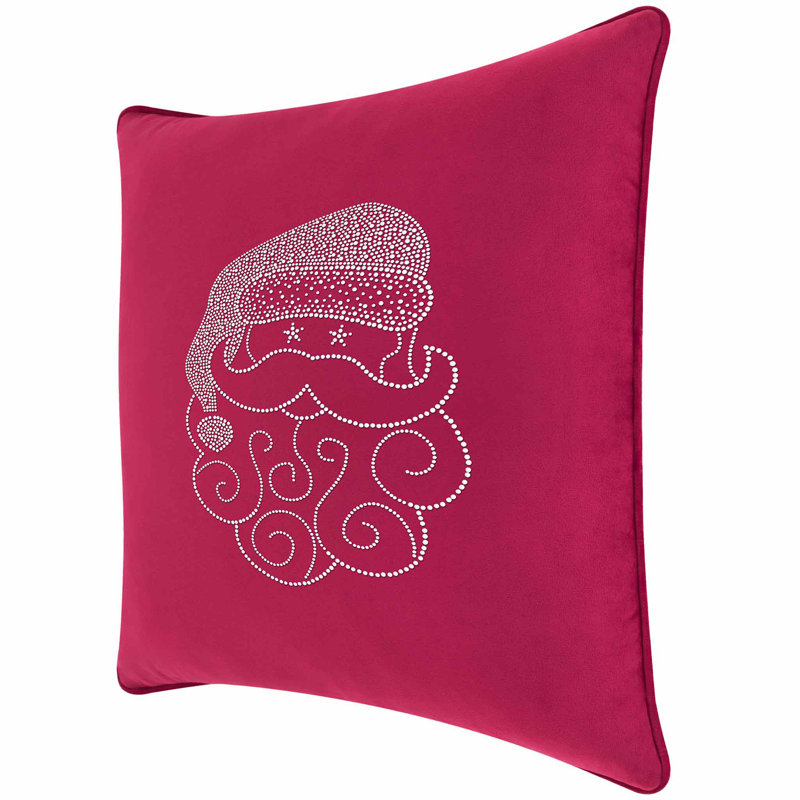 Coussin Sparkles Home Conception de Noël des Fêtes | Insertion de plumes | Lavable à la machine, Carré 20 po, Velours fuchsia