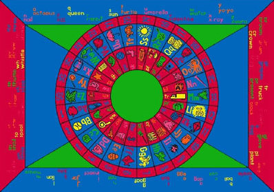 Educational Play On Words Area Rug, Rectangle 7'8" x 10'9"