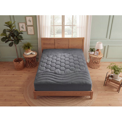 Bedsure Twin/Twin XL Quilted Mattress Pad with Brushed Embossed Cover, Grey, Breathable Noiseless Bed Topper for Dorm Room