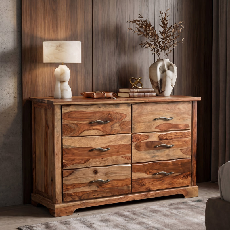 Commode double 6 tiroirs Chaliyah, Natural