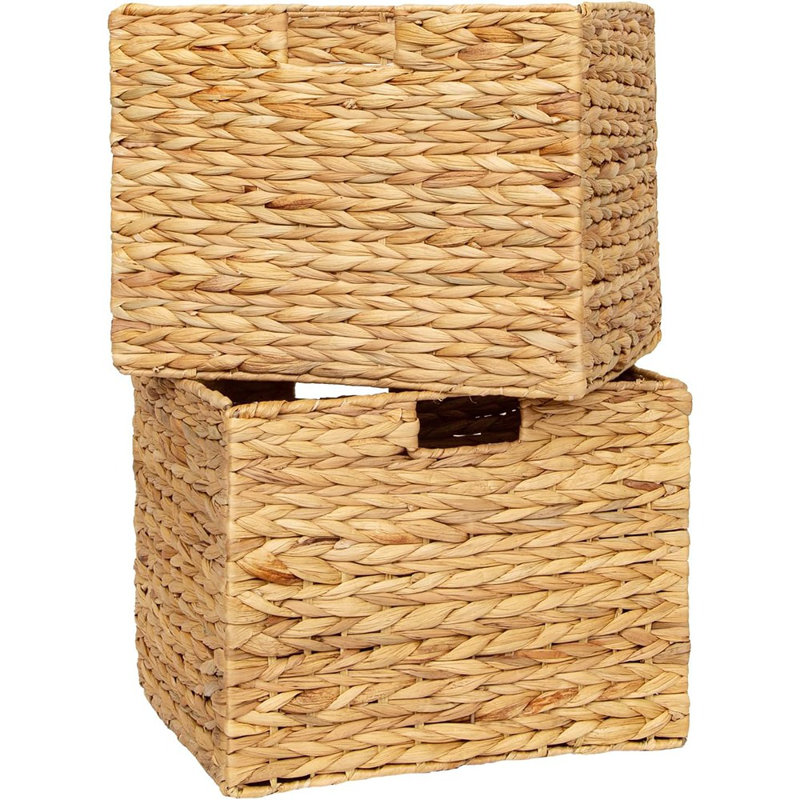 Ensemble de 2 boîtes pliantes en osier avec panier de rangement en osier