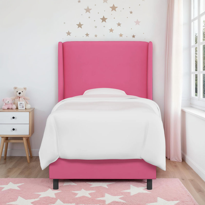Tilly Upholstered Bed, Twin, Hot Pink Performance Microsuede