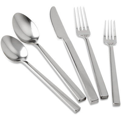 Ensemble de couverts Premium en acier inoxydable 18/10 avec finition polie miroir et poignée cuboïde, ensemble de couverts 20 pièces pour 4