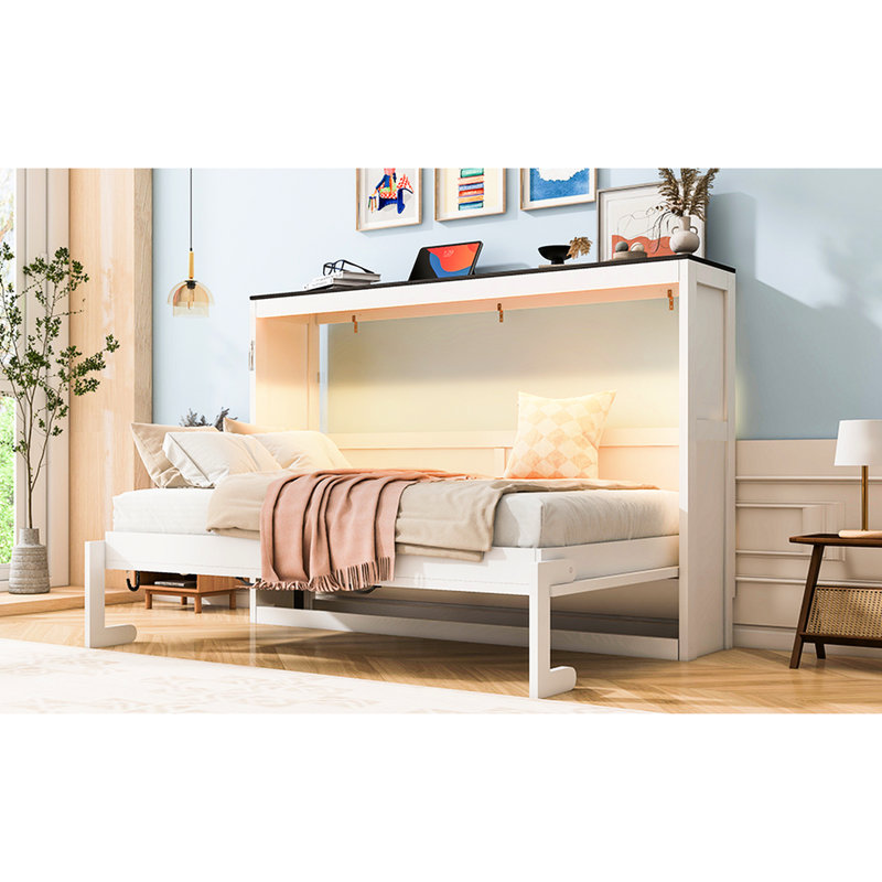 Lit escamotable avec lumière DEL, Blanc