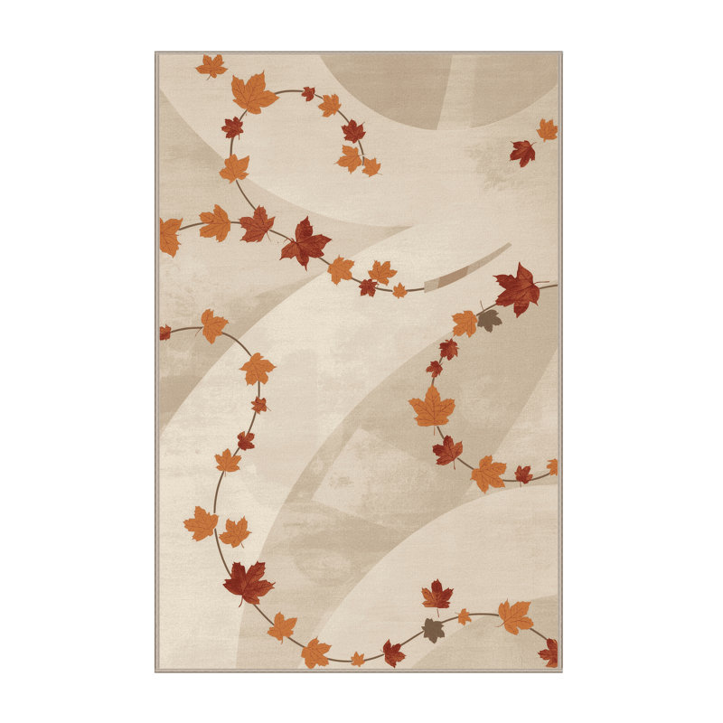 Soft Plush Etzel Thanksgiving Modern & Contemporary Abstract Area Rug in Beige – Beige Binding, 2x3