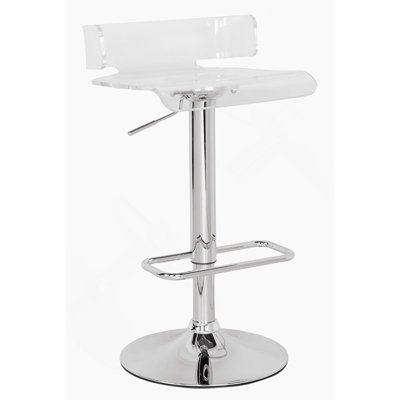Tabouret réglable transparent et chromé avec pivot