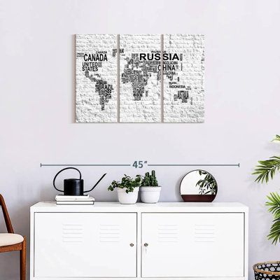 " Brick Typography Map " 3 - Pieces