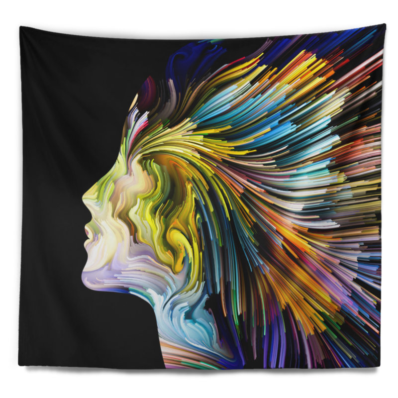 Tapisserie abstraite abstraite d'imagination, H 50 po x l 60 po