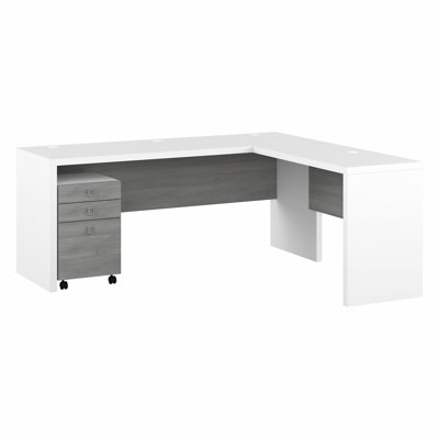 Bureau d'ordinateur en L 72 po avec classeur mobile 3 tiroirs Office By Kathy Ireland®