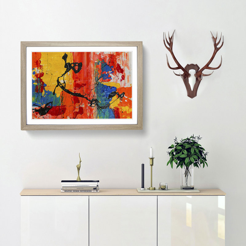 Abstract Art Painting Vol.161 by S.Johnson - Picture Frame Painting Print, 27cm H x 36cm W x 2cm D, Oak Framed