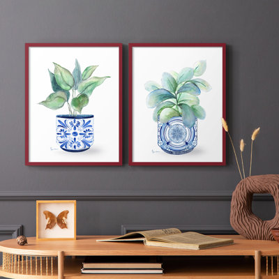 «Plant Chinoiserie I», reproduction encadrée de qualité supérieure - prête à être accrochée - aucun clou requis - aucun clou requis