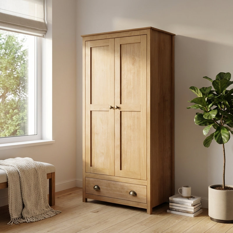 Garde-robe en bois massif 35,7 po Topazio, Naturel