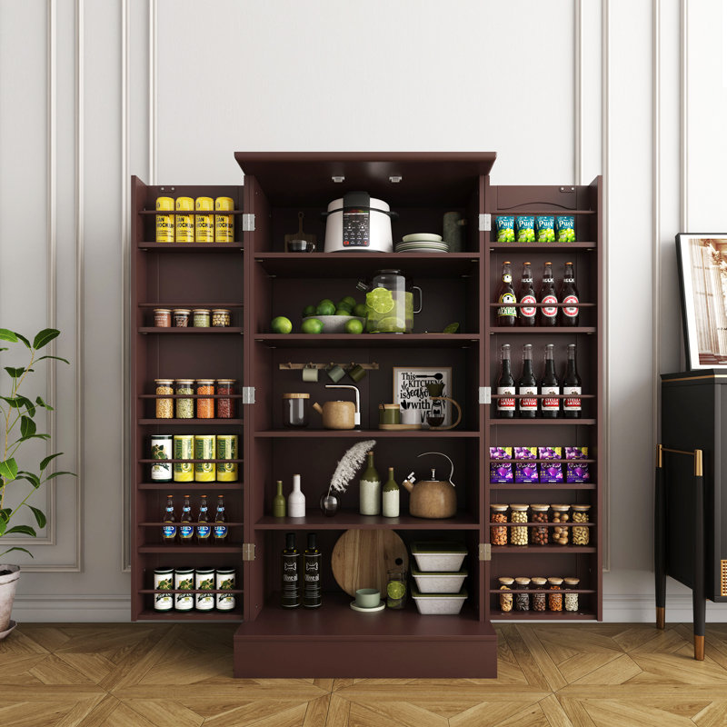 Miliah 47" Kitchen Pantry Cabinet, Pantry Cabinets with Adjustable Shelves, Kitchen Pantry Storage Cabinet, Buffet Cupboards Storage Cabinet for Home Office Use