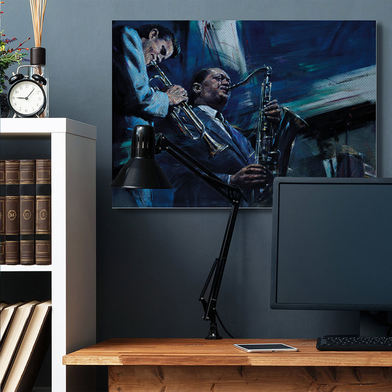 " Abstract Instrumental Musicians Blues Jazz Traditional " by Jin G. Kam, Wrapped Canvas, 48" H x 36" W x 1.5" D
