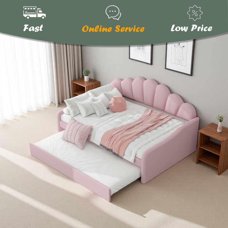 Full Size Upholstery Daybed, Pink